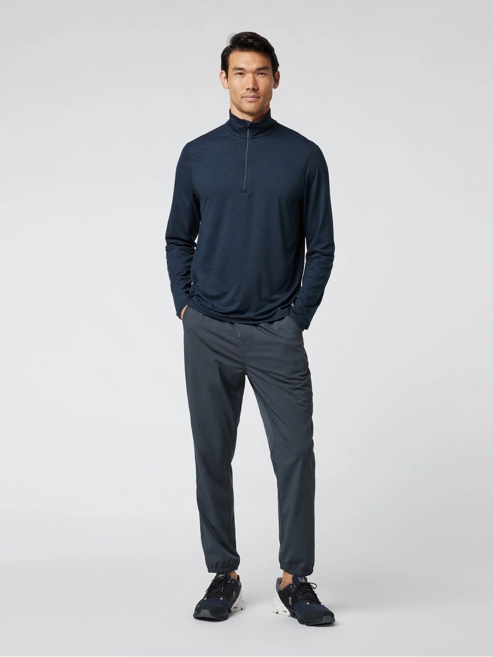 Vuori Ease Performance Half Zip Pullover Size Medium Navy Blue Active Athletic